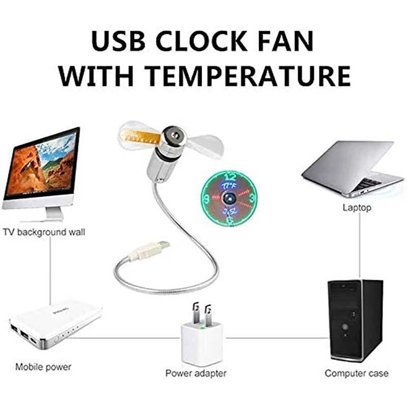 š„USB Fan with LED Clock Lighting