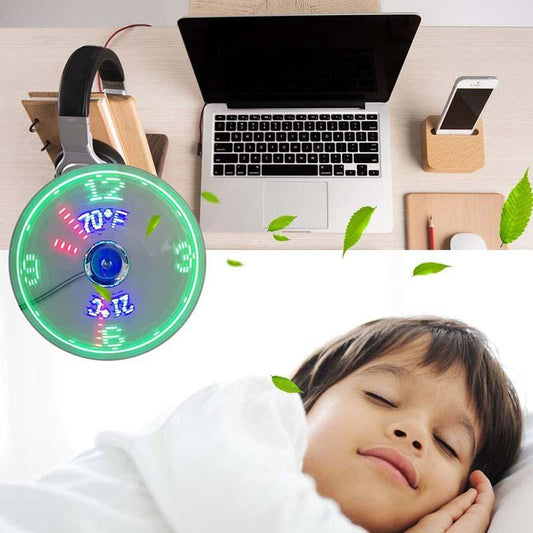 đ„USB Fan with LED Clock Lighting