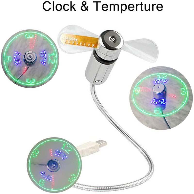 š„USB Fan with LED Clock Lighting