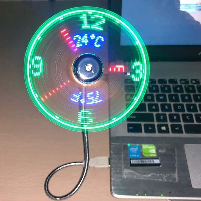 š„USB Fan with LED Clock Lighting