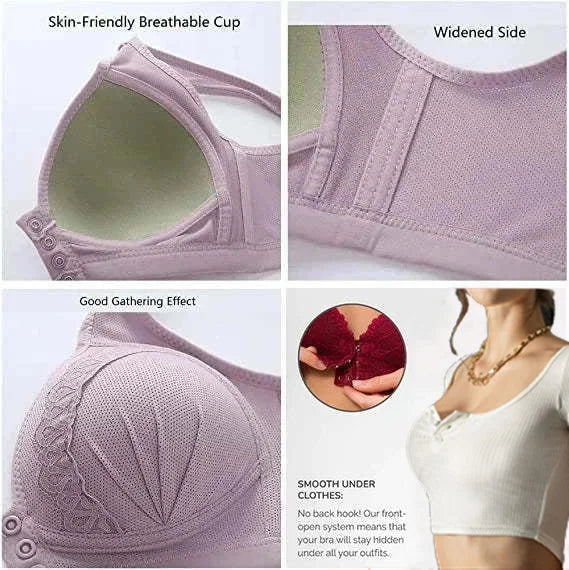Front Button Breathable Skin-Friendly Cotton Bra