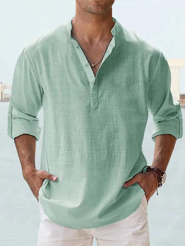 Men's linen casual long-sleeved shirt