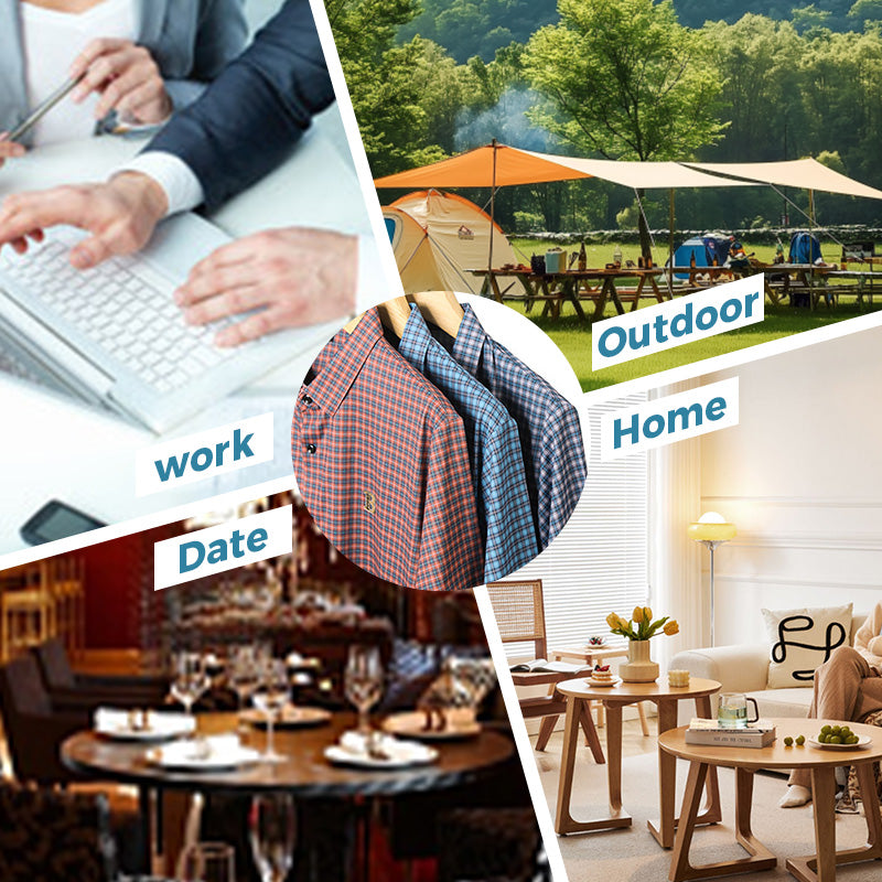 Men's Casual Plaid Short Sleeve Shirt