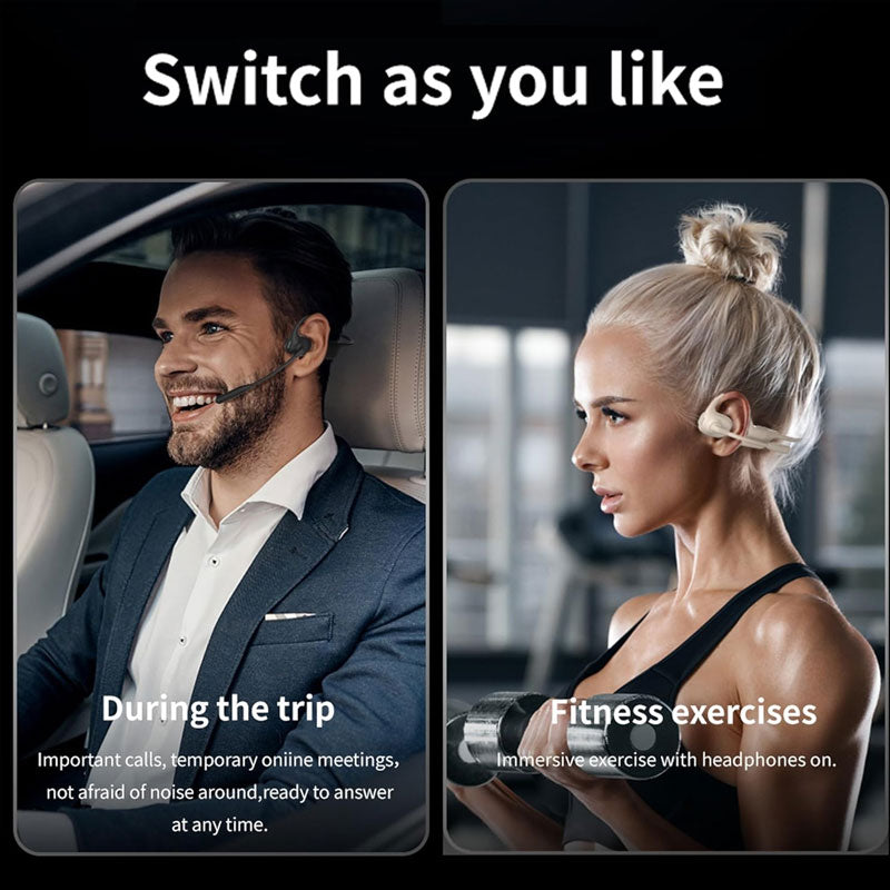 Open-Ear Bluetooth Headset with Noise-Cancelling Mic