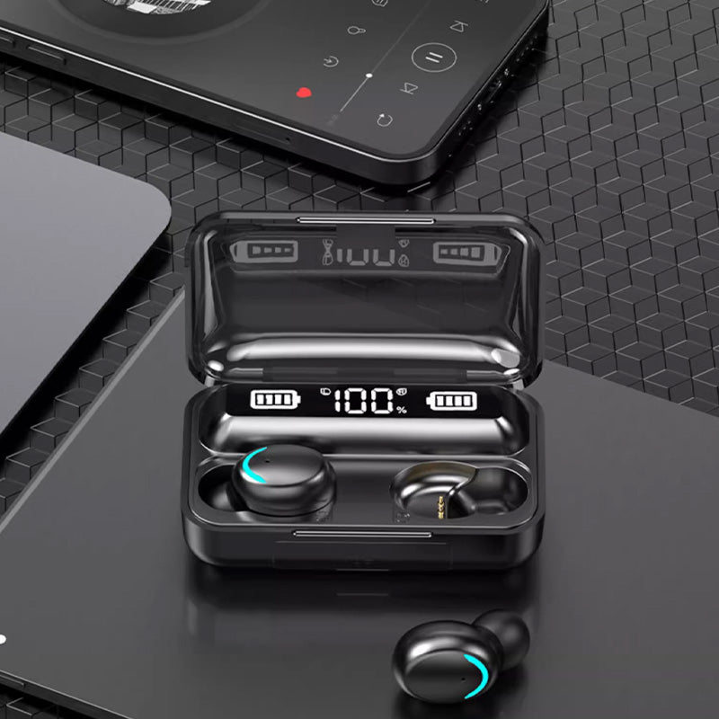 9D HiFi Stereo Wireless Blueteeth in-Ear Earphone, LED Display & Waterproof