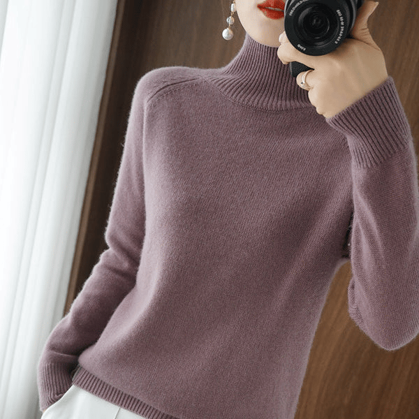 🔥Women's Solid Turtleneck Knit Sweater