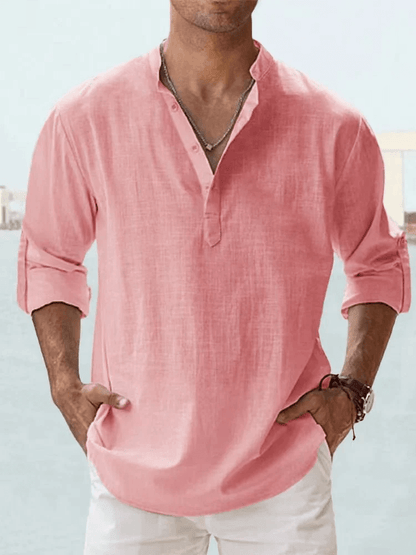 Men's linen casual long-sleeved shirt