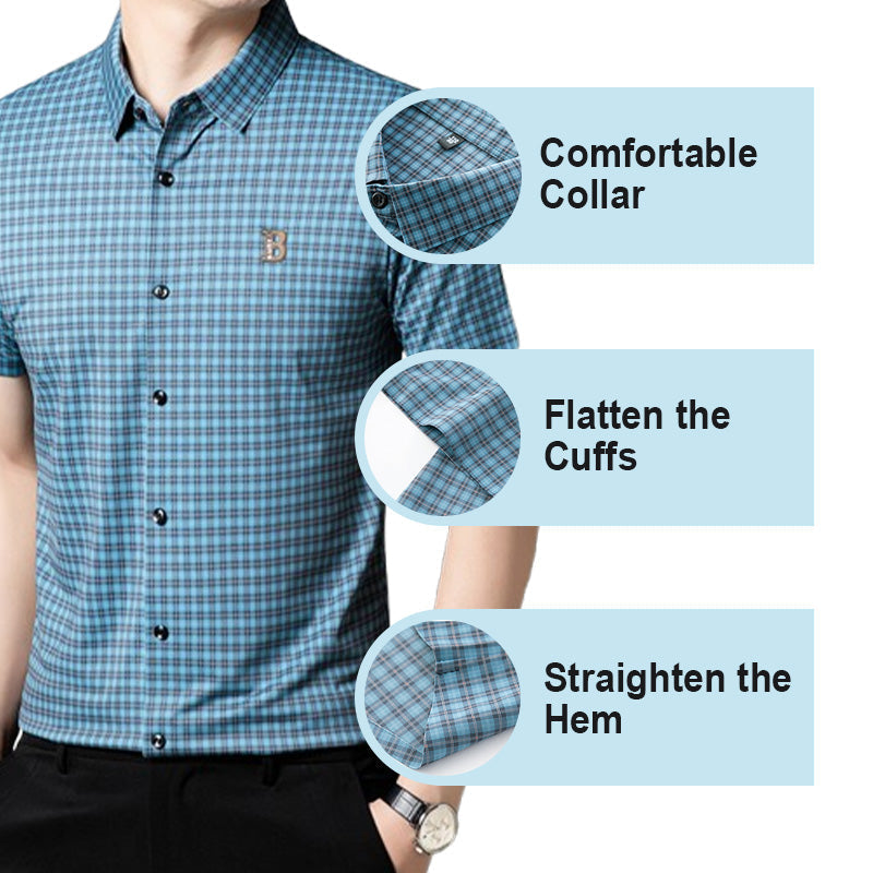 Men's Casual Plaid Short Sleeve Shirt