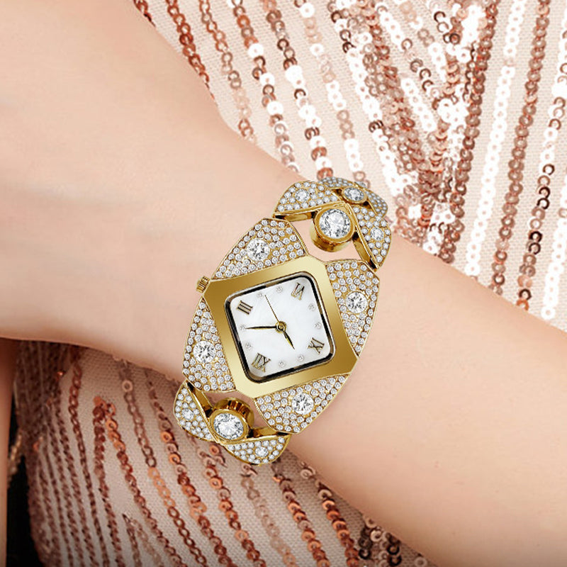 Women's Retro Quartz Watch with Sparkling Rhinestones