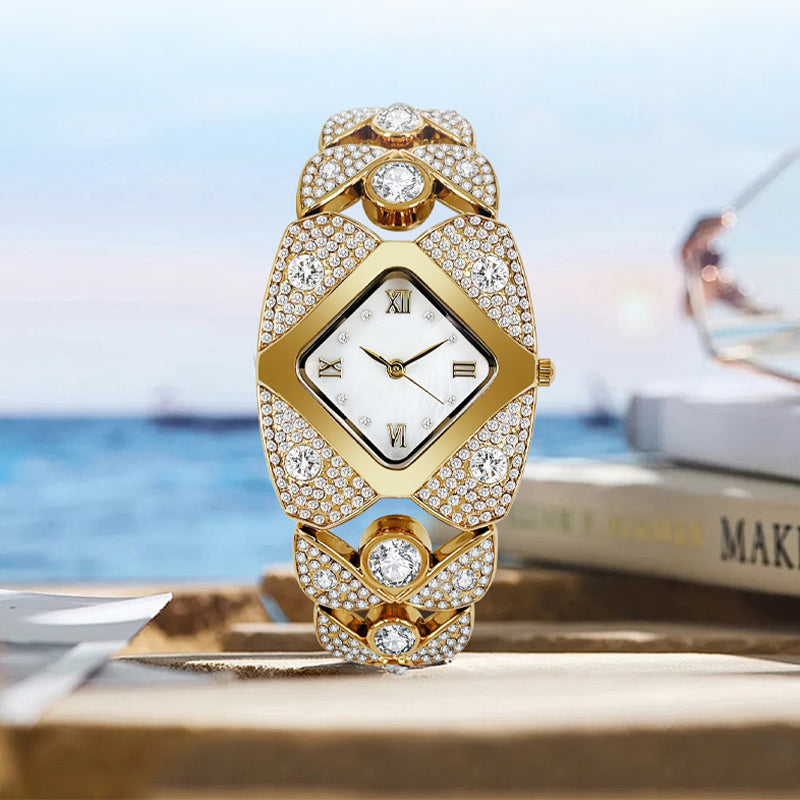 Women's Retro Quartz Watch with Sparkling Rhinestones