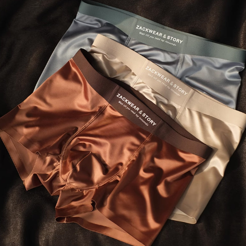 Men's Luxury Glossy High Stretch Boxer Briefs 3-Pack Set