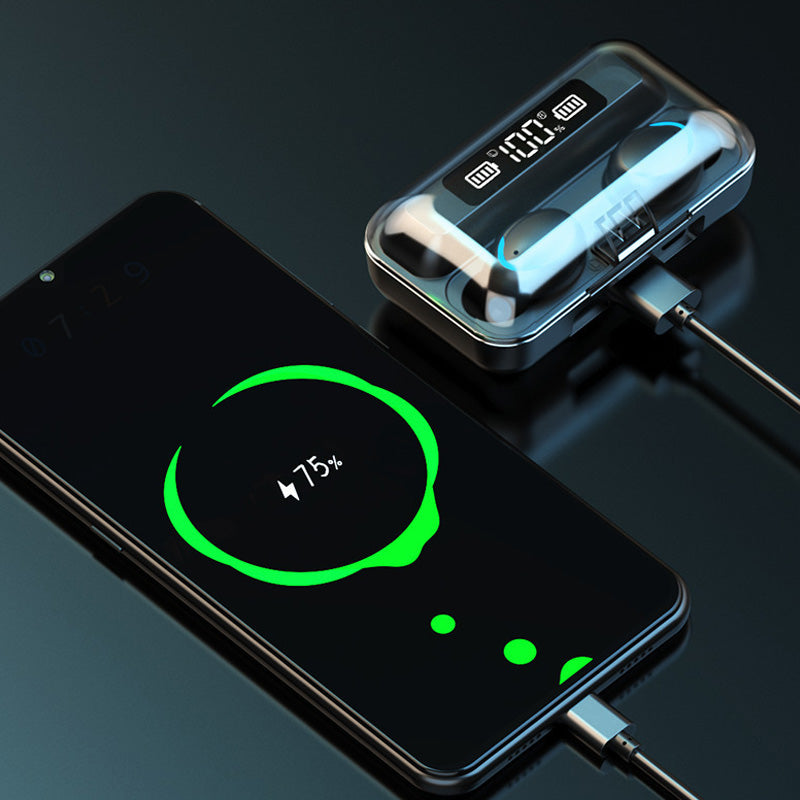 9D HiFi Stereo Wireless Blueteeth in-Ear Earphone, LED Display & Waterproof